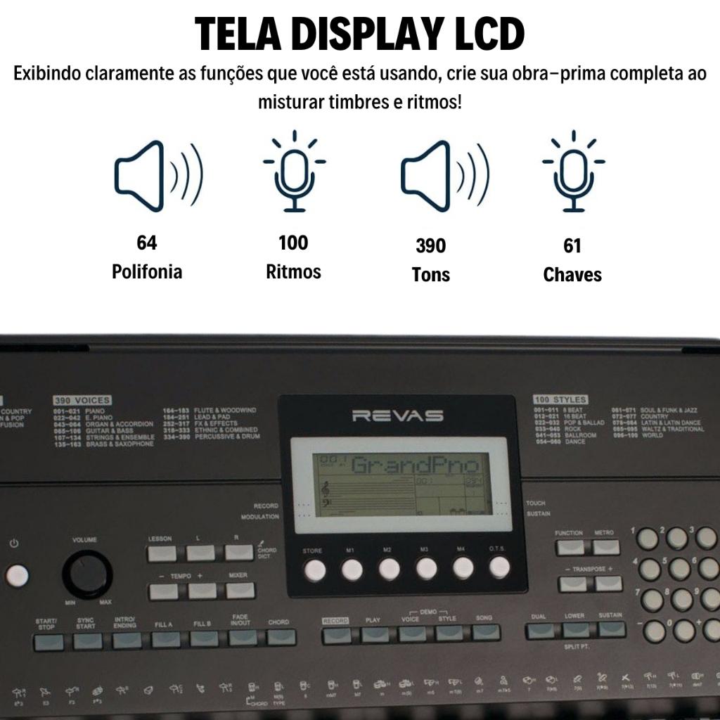 Kit Teclado Musical Roland Revas Kb330 Teclas Sensitivas + Capa Suporte Pedal