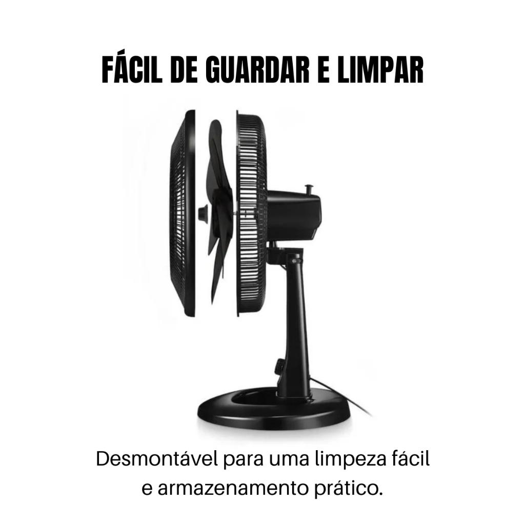 Ventilador Elgin Preto Breeze Air 40cm 140W 7 Pás Vento Potente Com Oscilação E 3 Velocidades