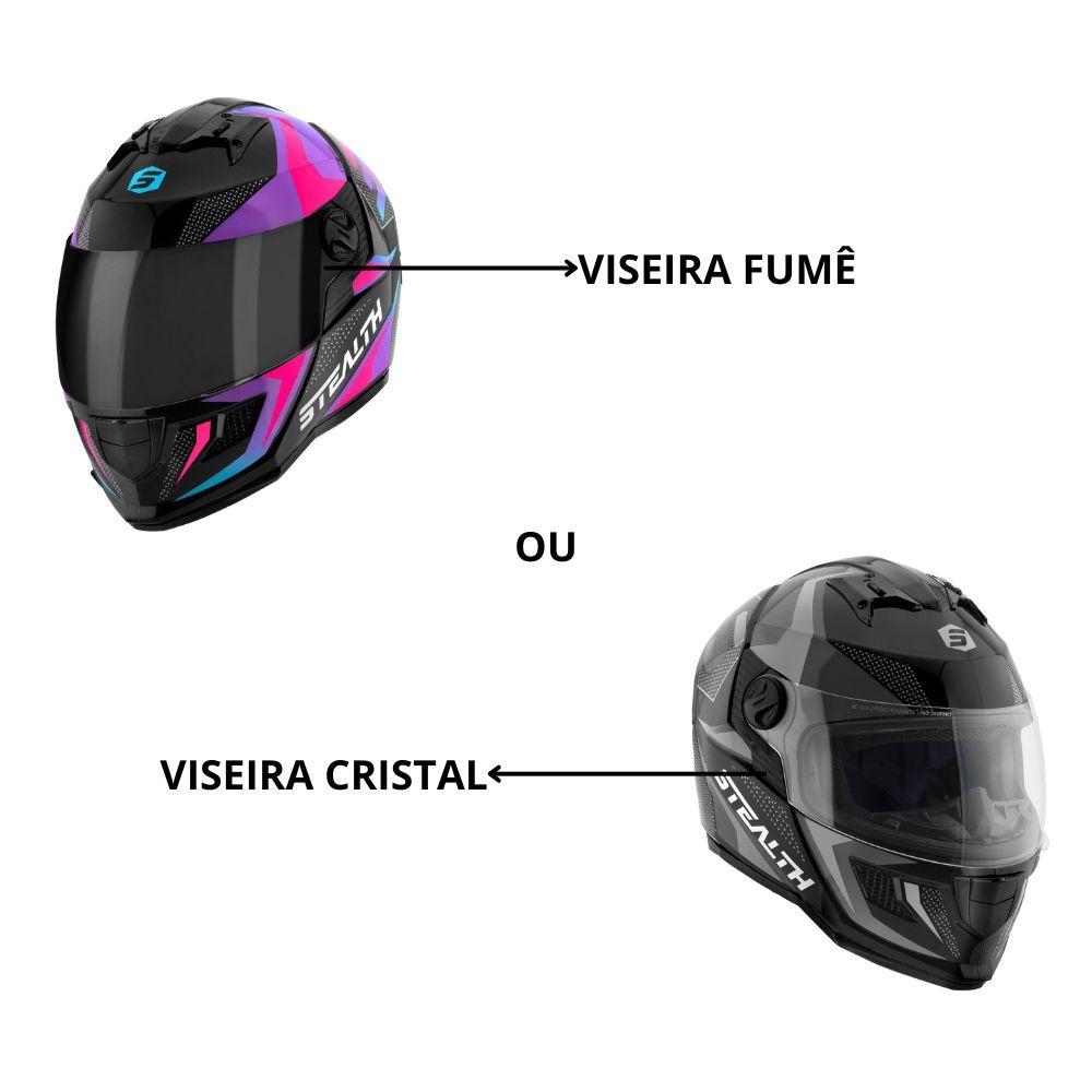 Capacete Moto Stealth Concept Feminino Masculino Fechado PRO Tork Brilhante Viseira Cristal Ou Fumê
