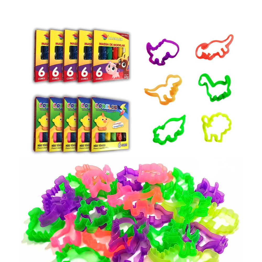 Kit 24 Massinha Modelar +25 Cortador Molde Forminha+ Ganhe Slime Para Festa Aniversário Lembrancinha
