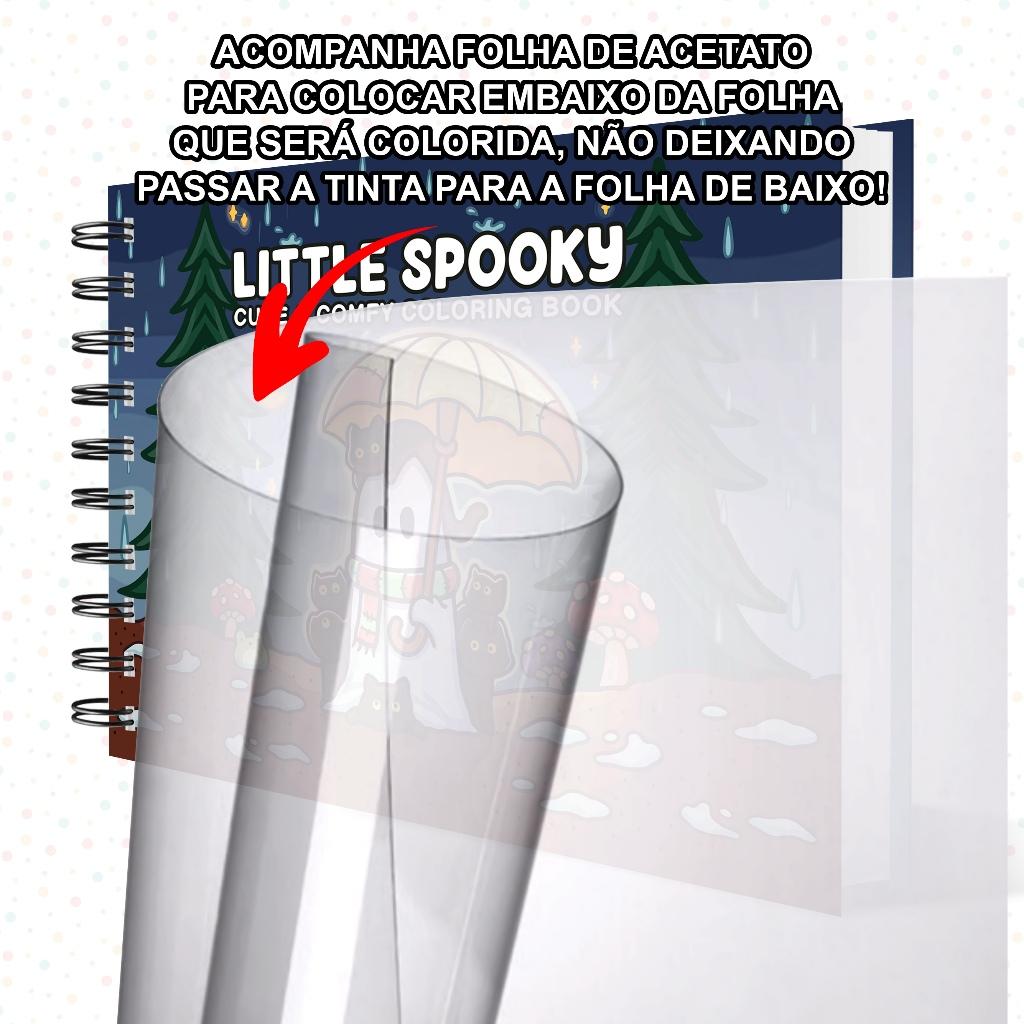 Livro De Colorir Little Spooky 40 Folhas 180 Gramatura Capa Dura Caderno Desenho Pintura Fantasma