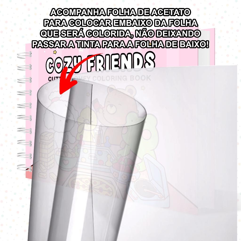 Livro De Colorir Ursinho Cozy Friends 45 Folhas 180 Gramatura Capa Dura Caderno Amigos Pintura Urso
