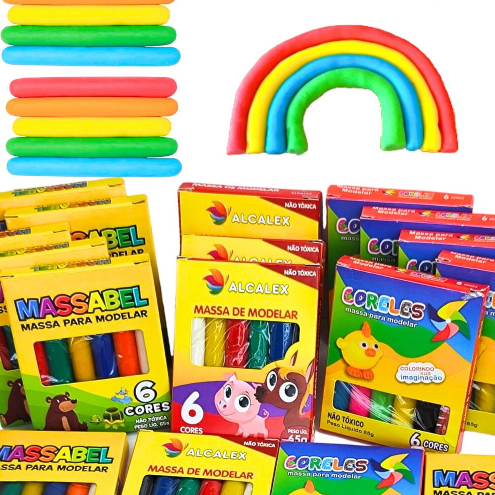 Kit 30 Unidades De Massinha De Modelar + 30 Cortador Forminha Molde Kit Festa Lembrancinha Criança