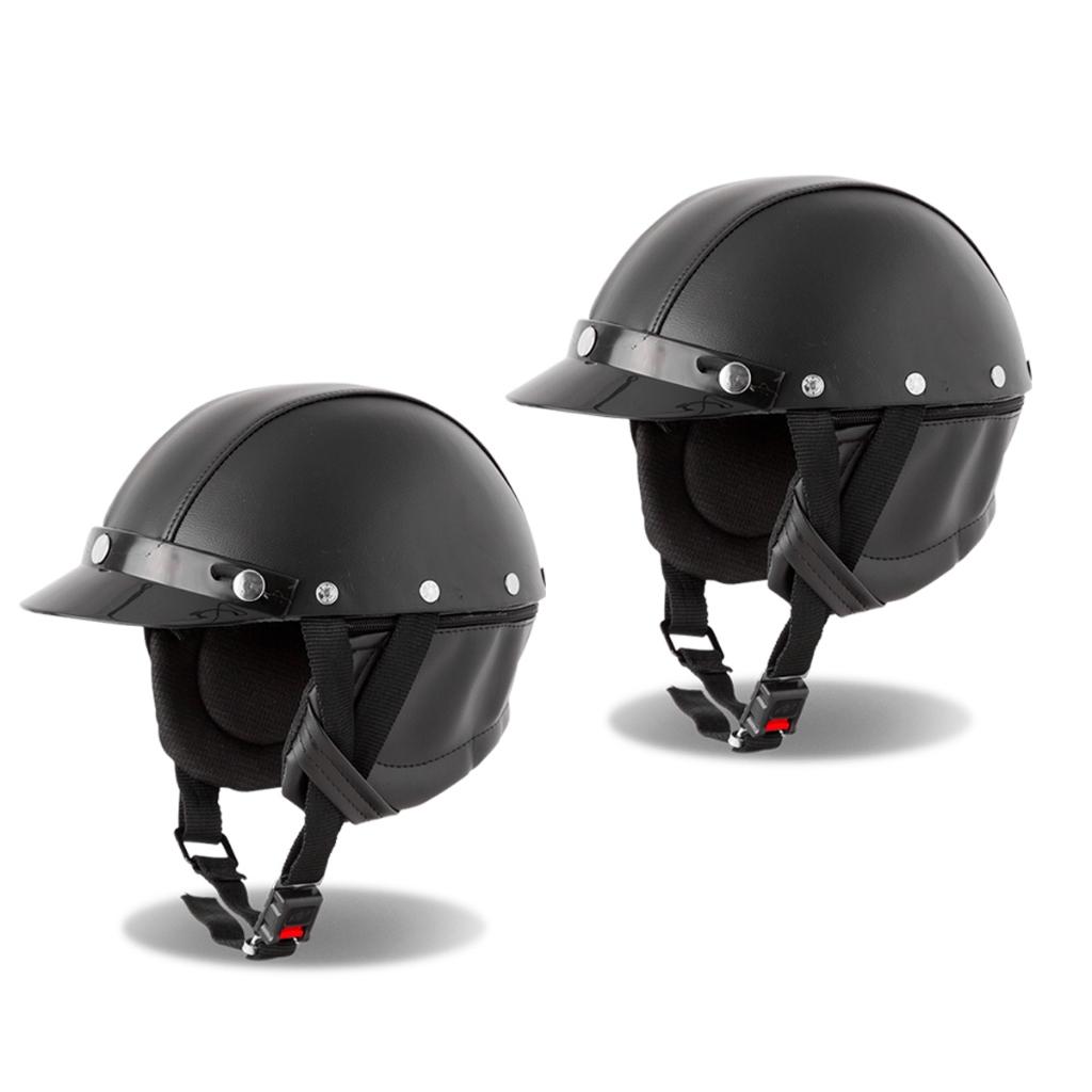 Kit Dois Capacetes Coquinho Masculino Feminino Moto PRO Tork Custom Couro Aberto