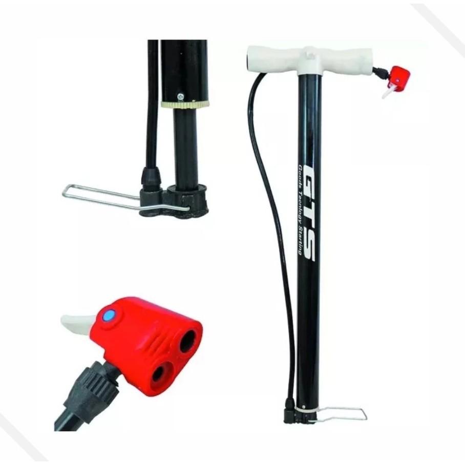 Bomba Oficina De Aco Para Bike Grande 35x590mm Gts Preto