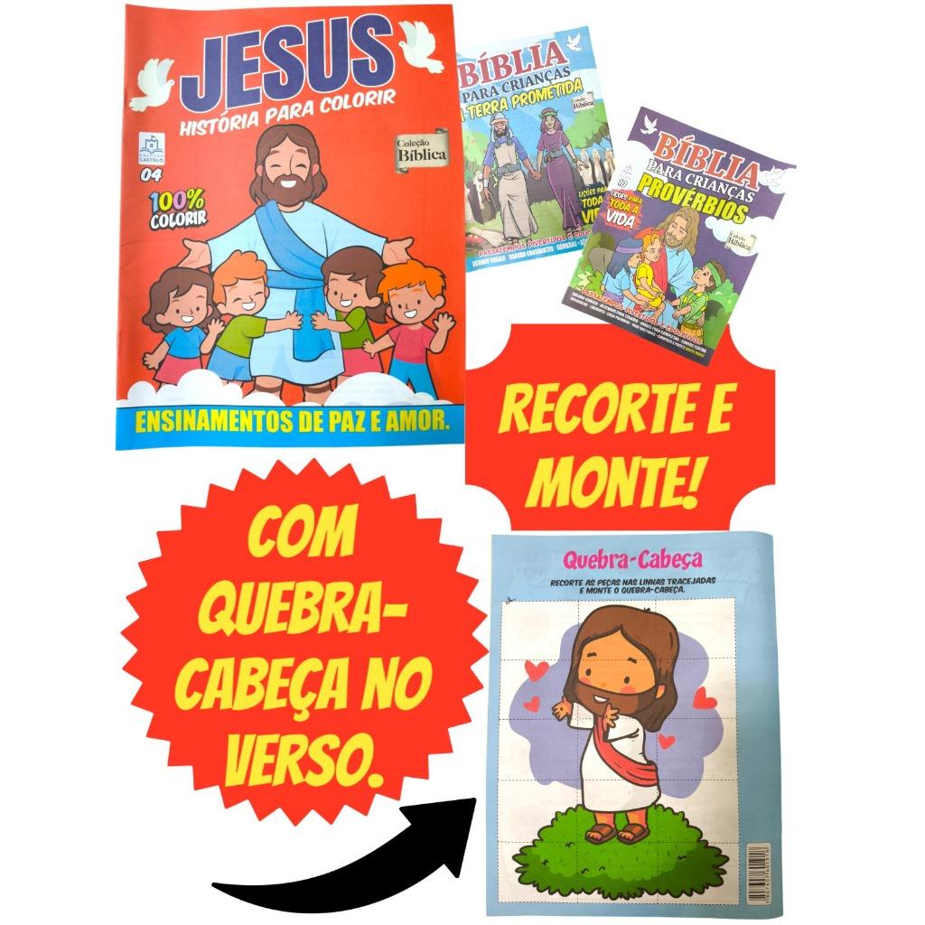 Kit 20 Livrinhos Colorir Bíblico Infantil Atividade Educativa Lembrancinha Escolar Prenda Pintar