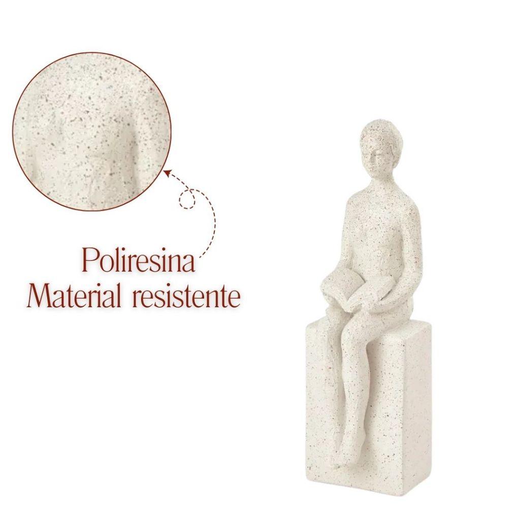 Escultura Feminina Em Poliresina Com Livro Elegância E Sabedoria