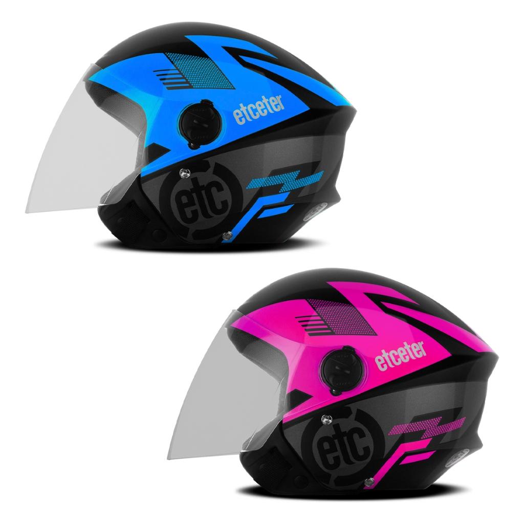 Kit Capacete Moto Aberto Feminino E Masculino De Moto Urbano Etceter Open PRO Tork Modelo Azul