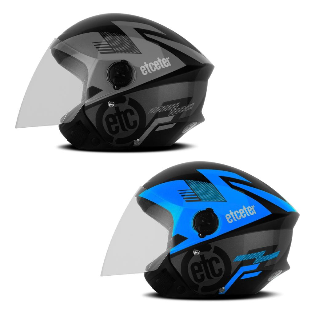 Kit Capacete Moto Aberto Feminino E Masculino De Moto Urbano Etceter Open PRO Tork Modelo Cinza