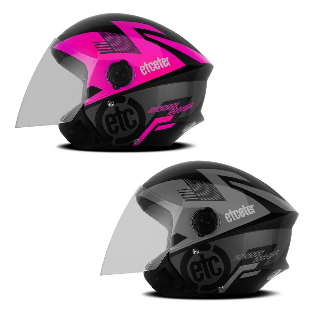 Kit Casal Capacete Moto Aberto Feminino Masculino De Moto Urbano Etceter Open PRO Tork Modelo Rosa