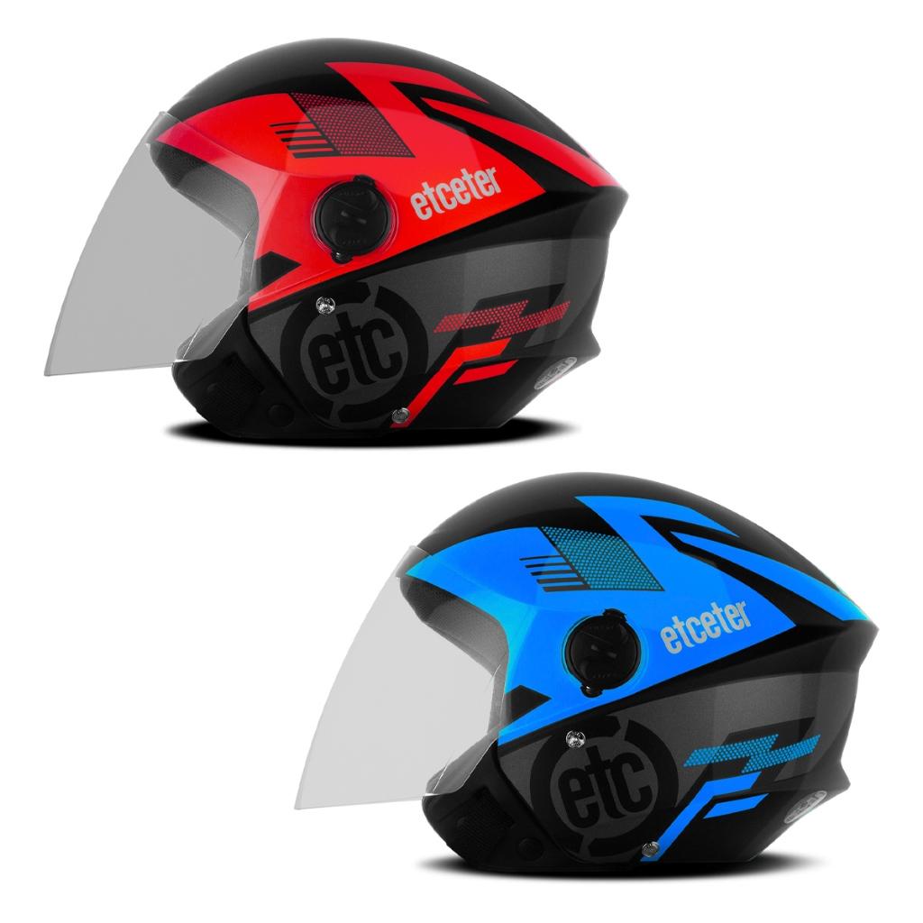 Kit Capacete Moto Aberto Feminino E Masculino De Moto Urbano Etceter Open PRO Tork Modelo Vermelho