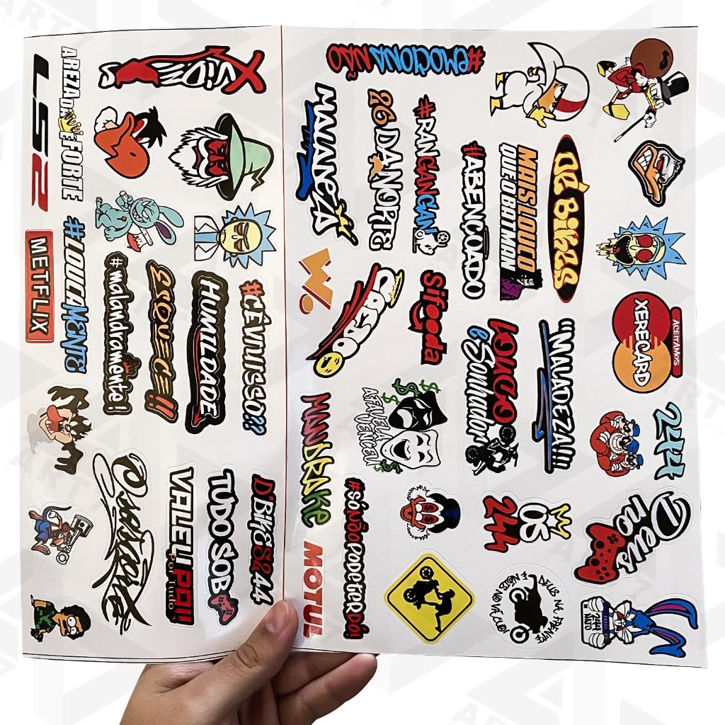 Super Kit 50 Adesivos Para Moto Carro Capacete 244 Grau Osascorte Mandrake Esquece Frases