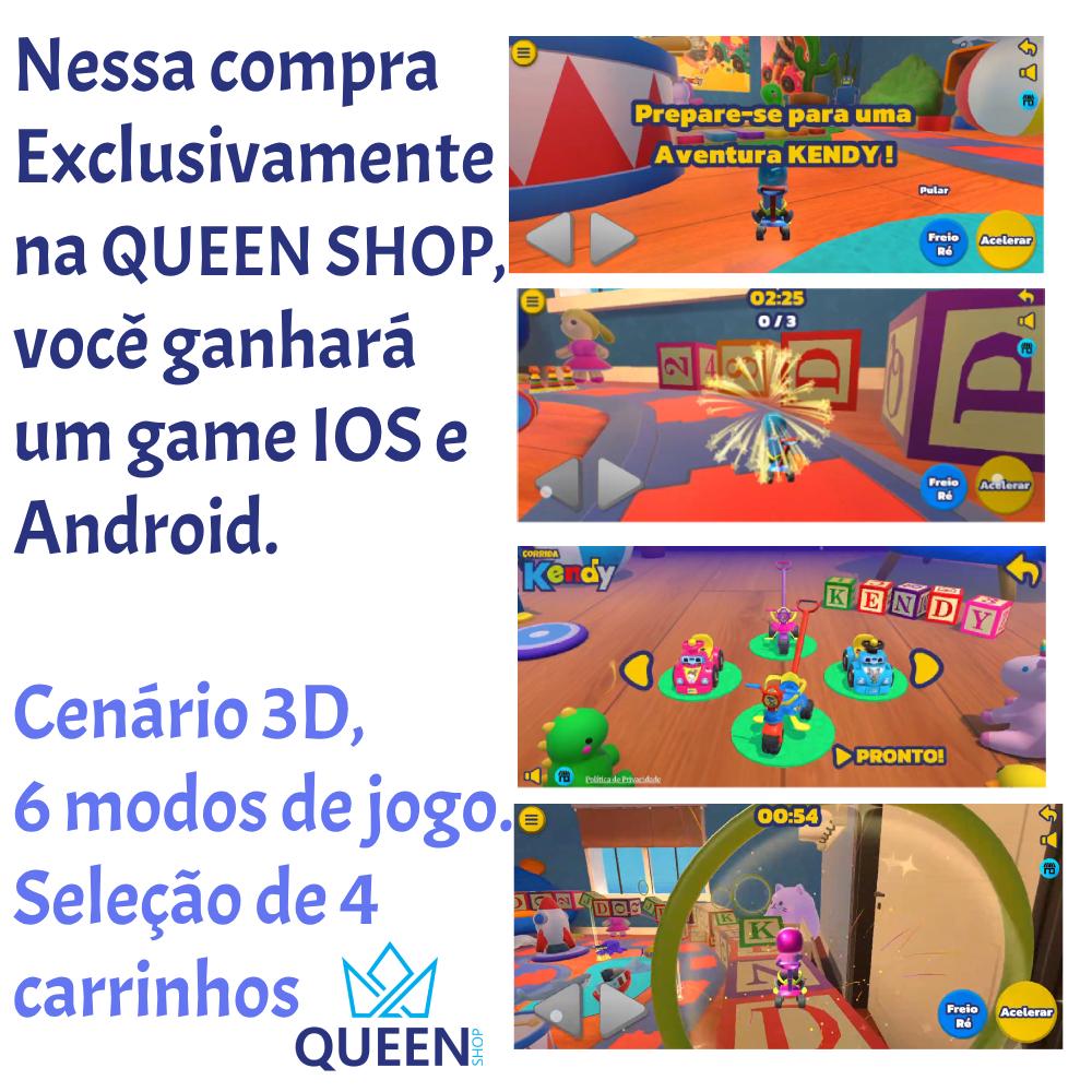Motoca Triciclo Velotrol + Game Aplicativo 3D - Infantil C/Pedal Empurrador Protetor - Queen Shop