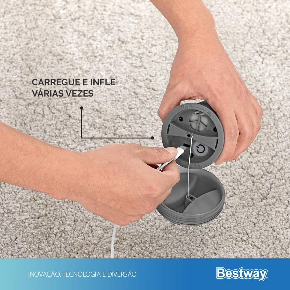 Colchão Inflável Casal Elétrico Bivolt Com Bateria De Lítio USB Removível Queen Bestway