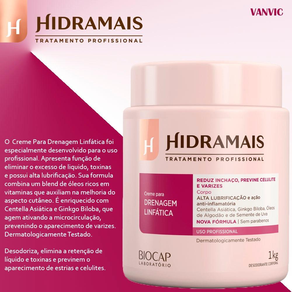 Kit Com 1 Creme Hidramais Para Drenagem Linfática 1kg + 1 Creme Hidramais Para Massagem Neutro 1kg