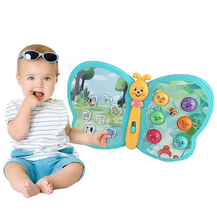 Borboleta Musical Educativa - Diversos Sons Luzes - 14 Botões Interativos - Embalagem - 18cm Inmetro