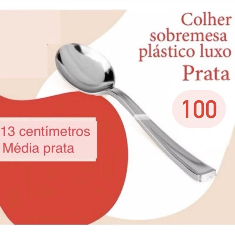 Kit 50 200 Colher M 13 Centímetros Prata Para Ovo De Páscoa