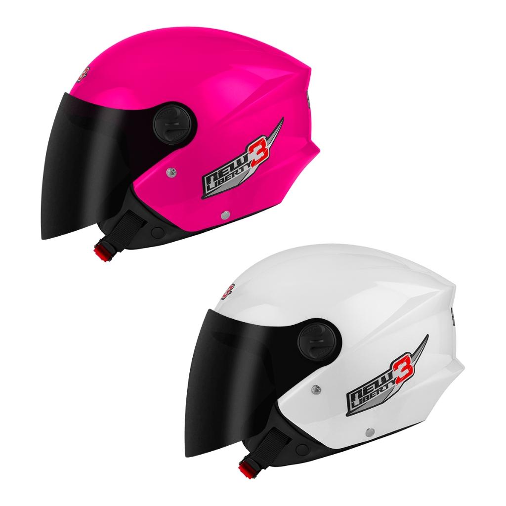 Kit Capacete Moto Aberto Masculino E Feminino PRO Tork New Liberty 3 Three Viseira Fumê Rosa