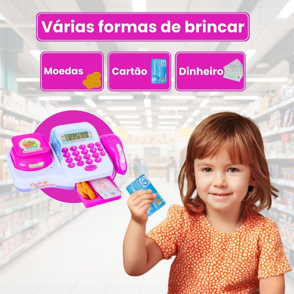 Caixa Registradora Infantil Carrinho De Compras E Acessórios De Mercado