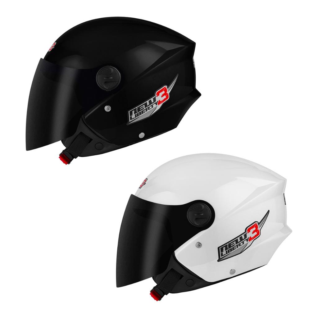 Kit Capacete Moto Aberto Masculino E Feminino PRO Tork New Liberty 3 Three Viseira Fumê Preto