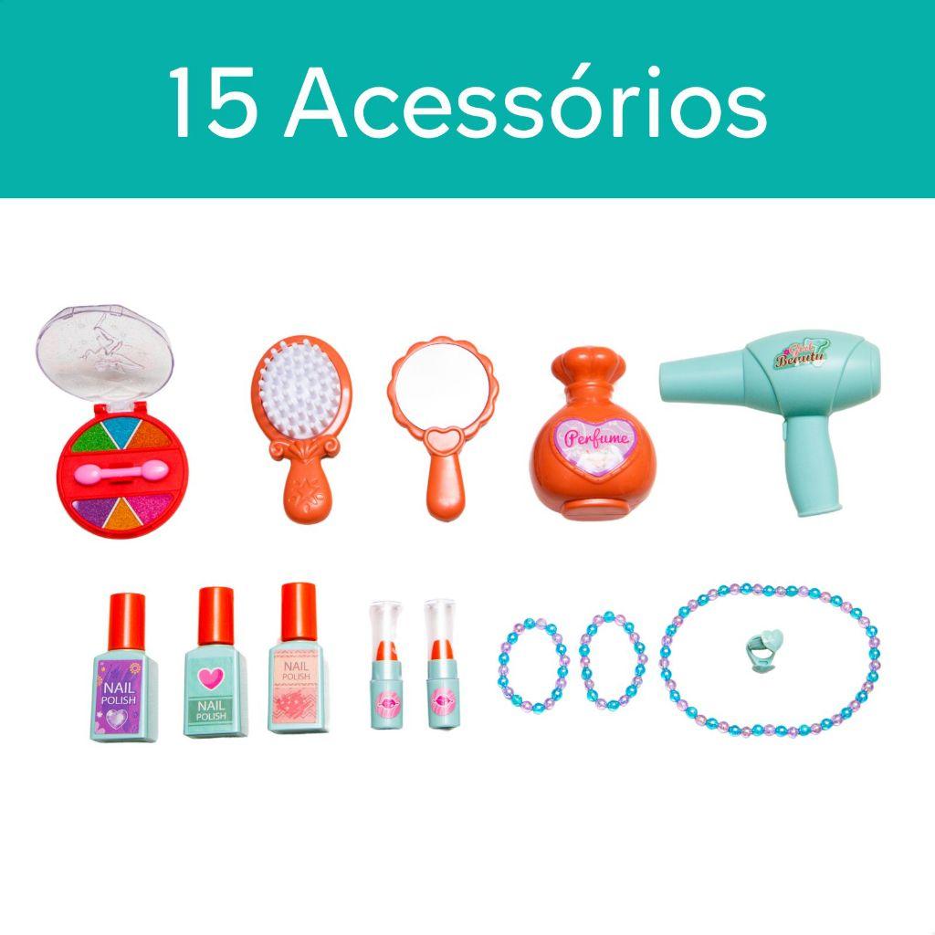 Penteadeira Infantil Castelo Emite Luz E Som Princesa Com 15 Acessórios