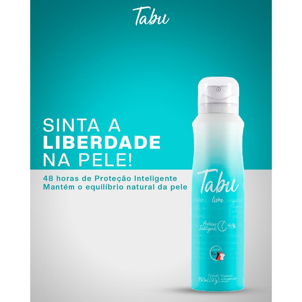 Kit Desodorante Aerosol Antitranspirante Tabu Livre 150ml (3 Unidades)