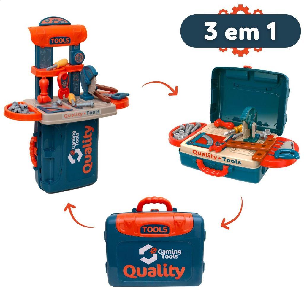 Maleta De Ferramentas Infantil 3 Em 1 Multi Montagens Brinquedo Faz De Conta