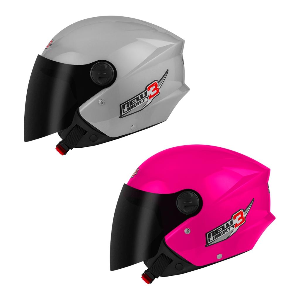 Kit Capacete Moto Aberto Masculino E Feminino PRO Tork New Liberty 3 Three Viseira Fumê Cinza