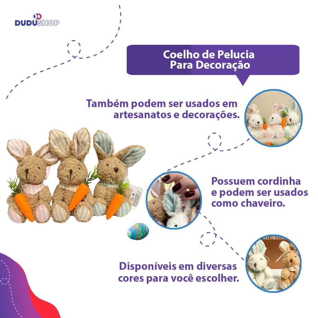 Coelho De Pelucia Para Decoração De Cesta Pascoa Chaveiro Coelho Fofo