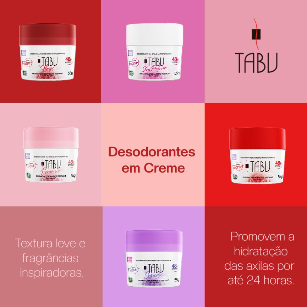 Kit 6 Unid - Desodorante Creme Antitranspirante Tabu Flores 55G