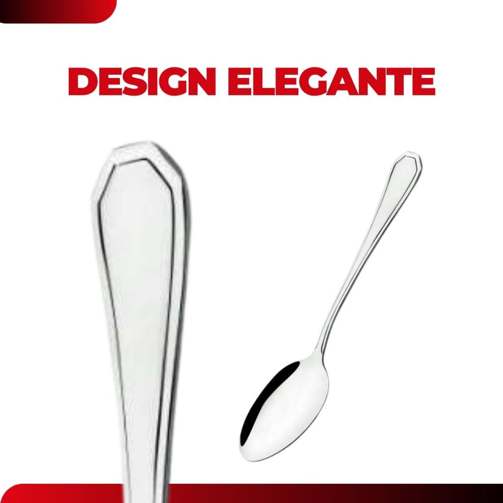 Jogo 12 Colher Sobremesa Restaurante Buffet Premium Conjunto Aço Inox Continental Original Line