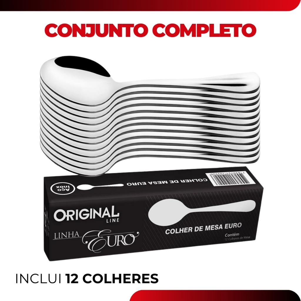 Jogo Aco Inox 12 Colher Sopa Linha Premium Buffet Restaurante Lanchonete Euro Original Line