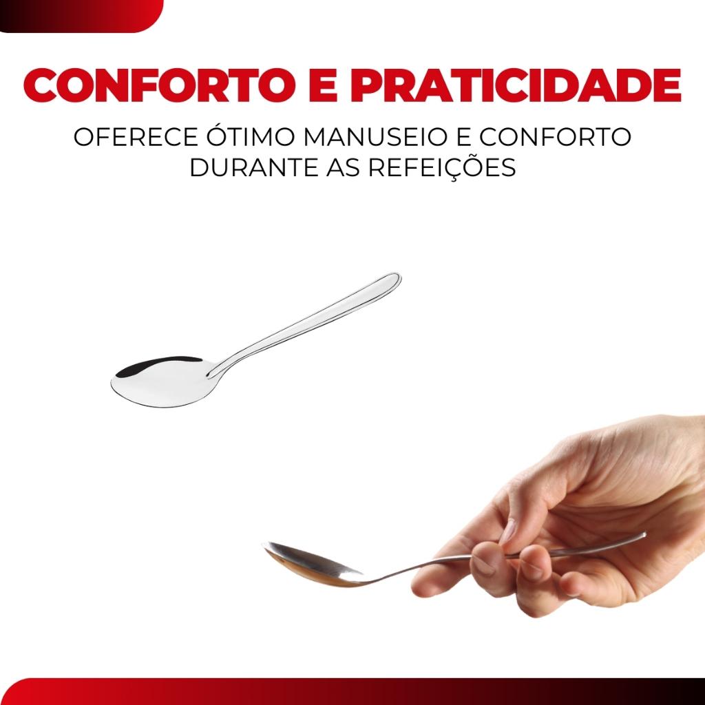 Kit Jogo 12 Colher Mesa Sopa Buffet Restaurante Lanchonete Aço Inox Linha Oriente Original Line
