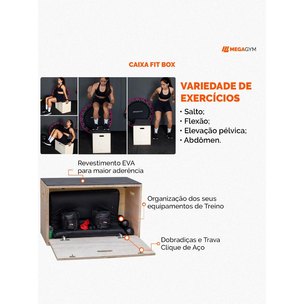 Caixa De Salto Organizadora Fit Box 40cm X 65cm X 35cm Ginastica Jump Box Musculação Academia