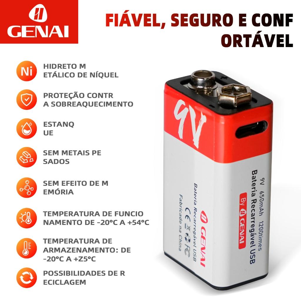 1 Ou 2 Baterias Recarregável 9 Volts Knup 9v 650mah Original