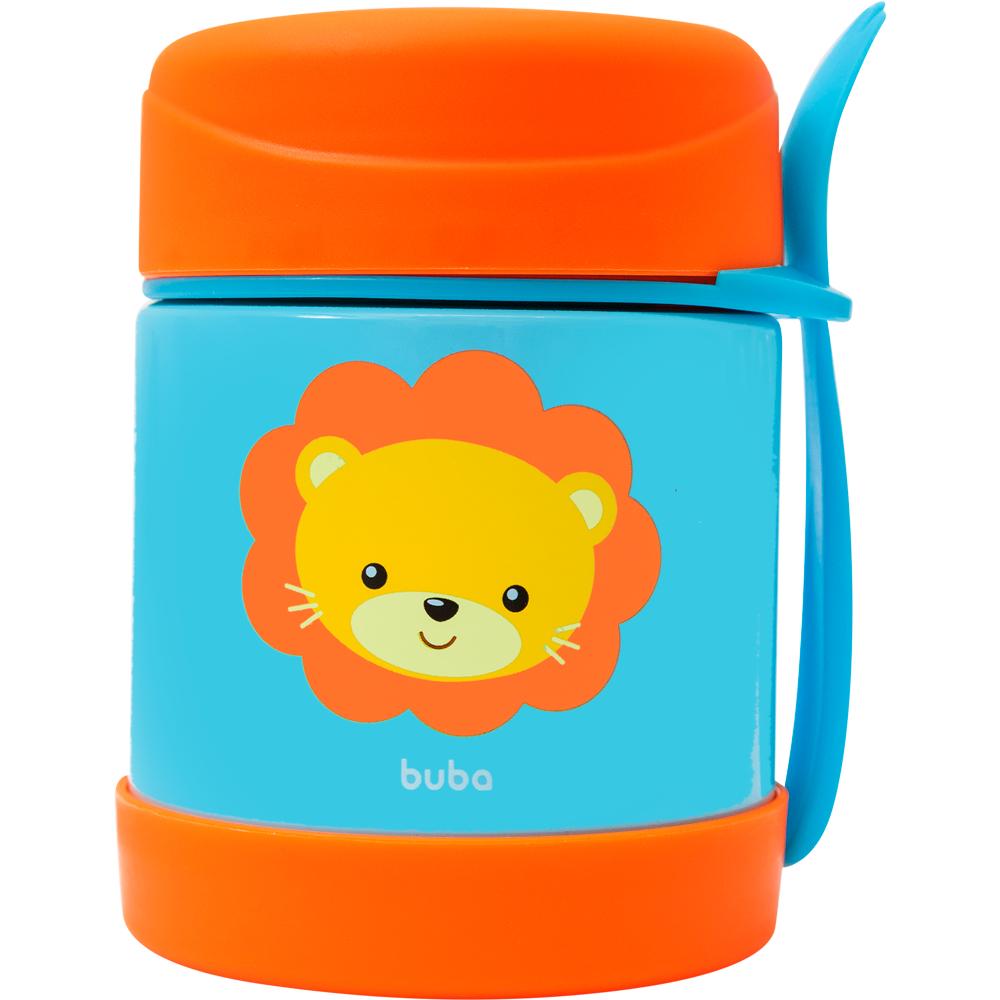 Pote Térmico 320ml Infantil Bebê Animal Fun Com Talher Buba