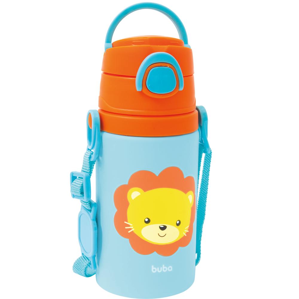 Garrafinha De Alumínio Canudo Animal Fun 400ml Buba