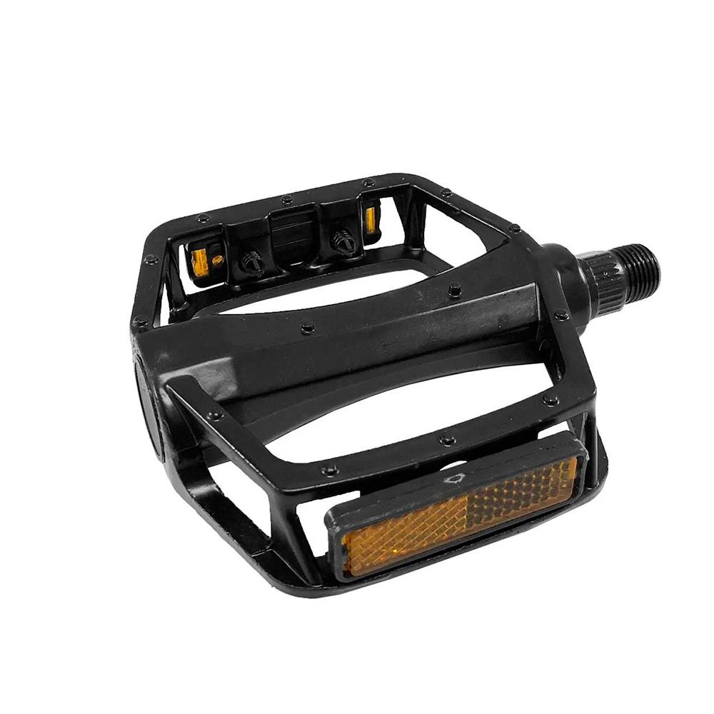 Pedal Alumínio Plataforma Relevo Rosca Grossa Preto