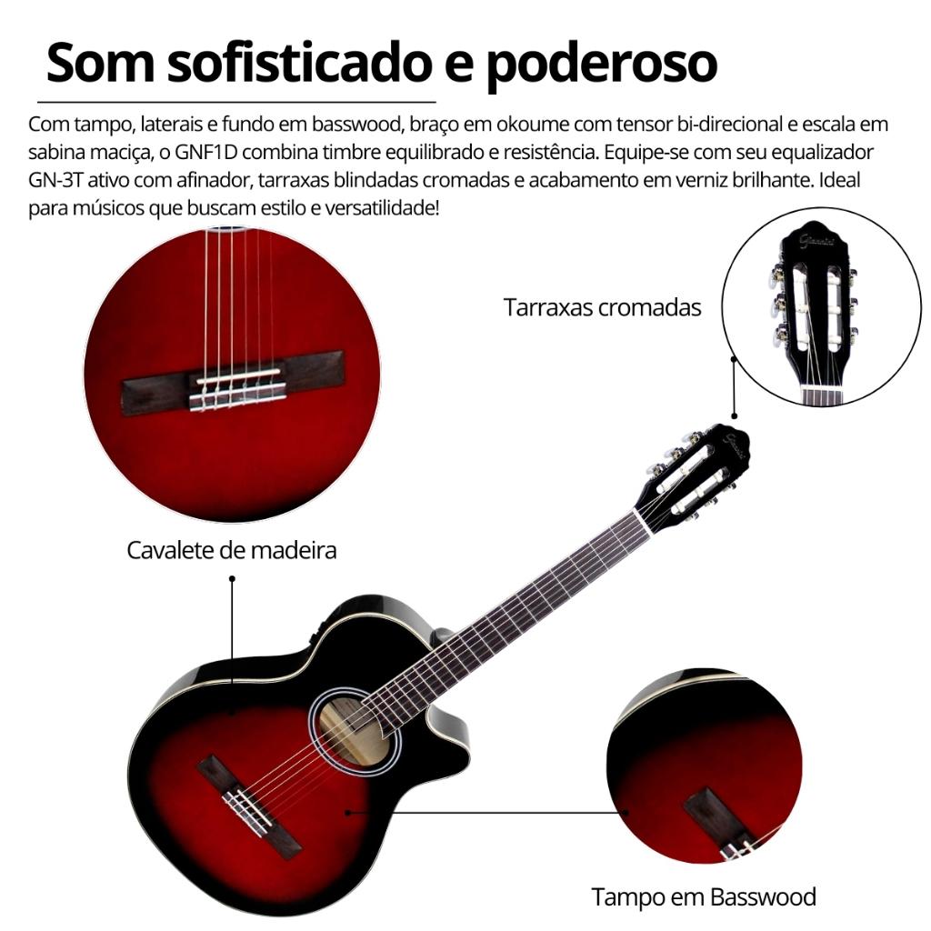 Violão Giannini Elétrico Mini Jumbo Gnf1d Ceq Nylon