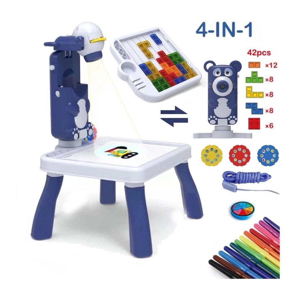 Mesa Projetora Lousa Mágica Infantil Brinquedo De Desenhar Pintar Colorir Mesa Projetora 4 Em 1