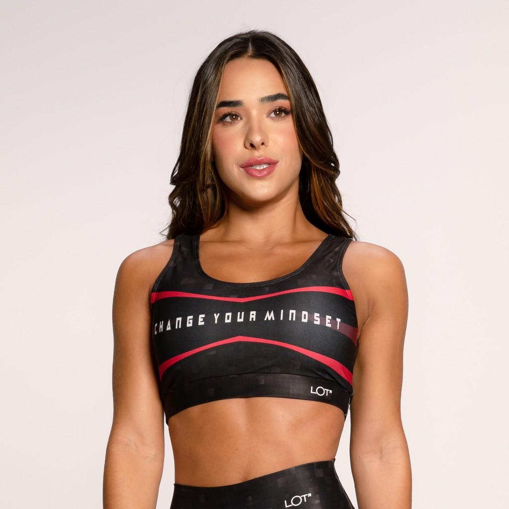 Top Fitness Academia Suplex Estampado Básico Preto Change You