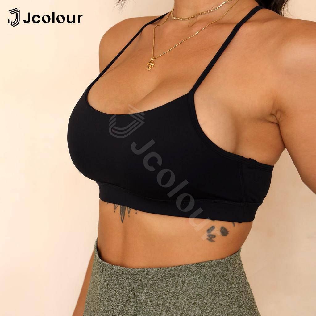 Jcolour Top Academia Sutiã Esportivo Premium Com Costas Em Y Colorido Liso Fitness Conforto Superior