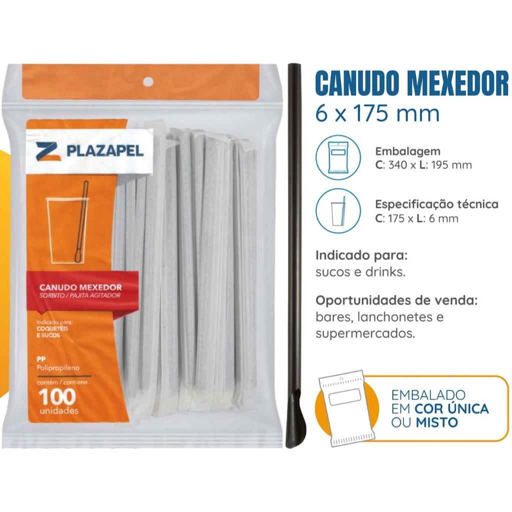 Pacote 100 Canudo Mexedor Colher Para Caipirinha Drinks Sucos Cores Misto Ou Preto Canudinho
