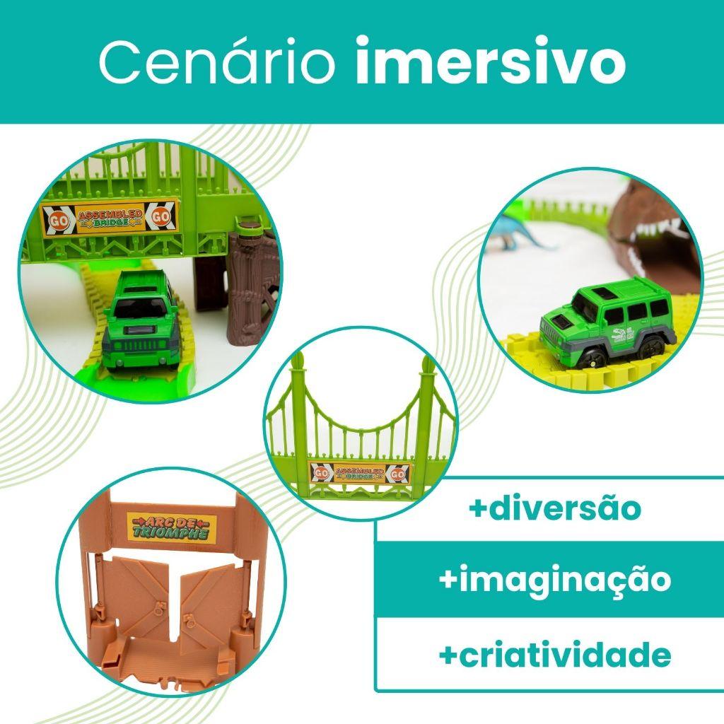 Pista De Carrinhos Dinossauro Looping Radical Luz E Acessórios 217 Peças