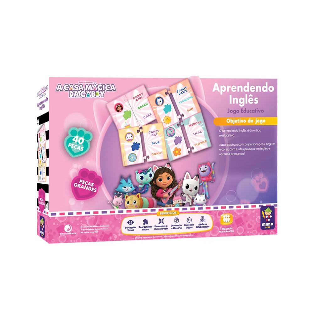 Jogo Aprendendo Inglês Educativo 40 Peças Gabby Dollhouse - Mimo Toys
