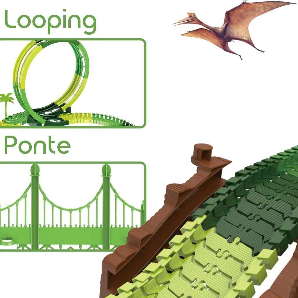 Pista Dinossauro Looping Radical Carrinho Com Luz E Som