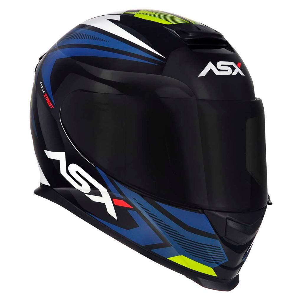Capacete Masculino Asx Eagle Street Preto Azul Amarelo