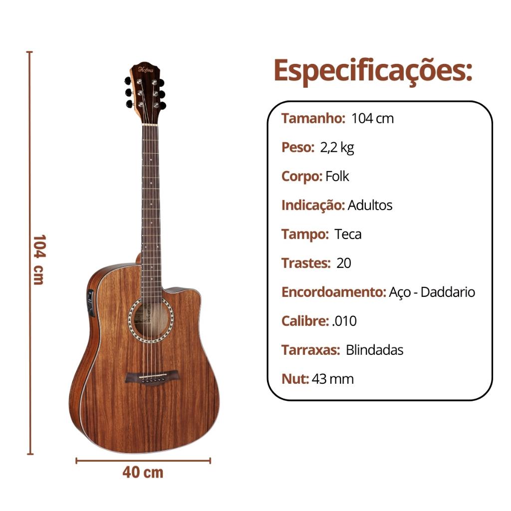 Violão Hofma Hmf280 Elétrico Folk Satin Natural