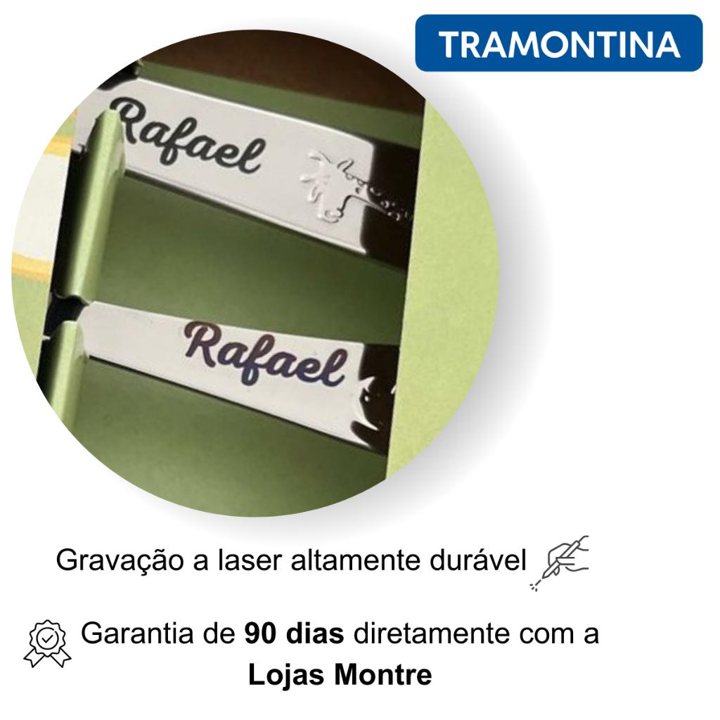 Jogo Talheres Infantil Tramontina Baby Aço Inox 4pc Com Nome Gravado Laser