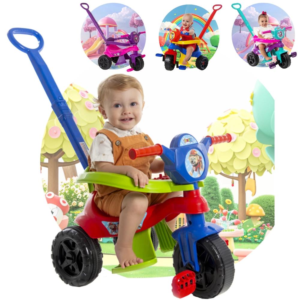 Triciclo Completo Motoca Velotrol Com Empurrador E Protetor Certificado Inmetro - Queen Shop